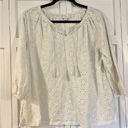 J.Jill  white eyelet tassel tie blouse size lp Photo 2