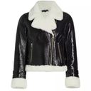 Generation Love  Dion Faux Fur Shearling Trimmed Moto Jacket Black White NWT XS Photo 0