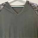 Women’s Long Sleeve Ribbed V Neck Tee Shirt with Lace Sleeves Black Size L NWOT Size L Photo 48