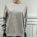 Bebe  Sport Lace Up Side Rhinestone Logo Heather Gray Fleece Sweatshirt Womens L Photo 6