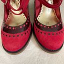 Juicy Couture  Women Red Leather Hole Buckle High Block Heel Mary Jane Shoes NWOT Photo 5