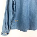 Christopher & Banks  Chambray Blue Holiday Button Down Shacket Size Large Photo 9