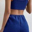 SheIn Royal Blue Quilted Cropped Cami and Shorts Set Women’s Size M Photo 1