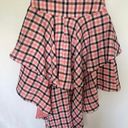 Coral Plaid High Low Skirt Pink Photo 3