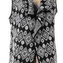 Society Girl  Womens Medium Grey & Black Bohemian Tribal Aztec Patterned Cardigan Photo 0