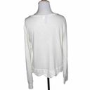 Alya  Long sleeve white Scalloped  hem ribbed textured shirt top blouse Sz Small Photo 2