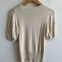 American Vintage VINTAGE Y2K 2000s Crochet Beige Short Sleeve Sweater Blouse Top Womens Small Photo 1