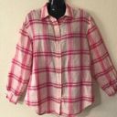 Jones Wear Women's  Sport Pink Plaid Button Down Shirt Size M Photo 3