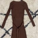 ZARA Brown Ribbed Midi Belted Dress Photo 7