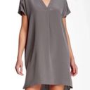 Vince  100% silk black mini dress tunic shirt size small v-neck short sleeve Photo 4