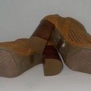 Guess  Olysa Perforated Upper Taupe Block Heel Open Toe Bootie Size 5.5 Photo 4