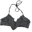 Apt. 9  Womens Striped Flounce Ruffle Halter Bikini Top Black White Medium Photo 0