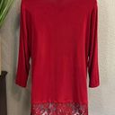 Dress Barn #424  Deep, red, long sleeve lacy, top size large Photo 9