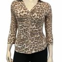 INC  International Concept Women’s Med 3/4 Sleeve Animal Leopard Button Down Top Photo 0