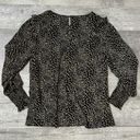 ee:some  Animal Print Balloon Sleeve Blouse Womens S Black Brown Ruffle Shoulder Photo 3