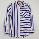 Joules| Lorena Striped Long Line Woven Shirt Blue Coral Button Front NWT sz 4 Photo 0