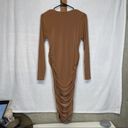 Missguided  Brown Long Sleeve Ruched Gathered Bodycon Dress Size 8 Photo 71