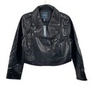 Modcloth NWT  Crocodile Rock Black Faux Leather Moto Jacket Size Large Photo 0