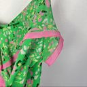 BCBGMAXAZRIA  Lime Green & Pink Y2K Silk Ruffle Cami Tank Top S Photo 3