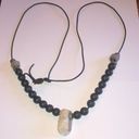 Onyx Natural Quartz Stone & Matte Black Agate  Beads Beaded Boho Tribal Necklace Photo 1