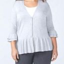 Lane Bryant Women’s plus  gray 3/4 bell sleeved button down sweater cardigan Photo 0