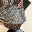 Free People Caravan Blouse Oversized Button Down Boho Floral Blue Multicolor XS Photo 6