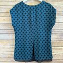 CAbi  Foulard Top Women’s Size Small Blue Diamond Print Peplum Style 3274 Photo 2