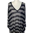 Chico's Zenergy Chico’s Rebekah Fringe Navy Striped Poncho Size Large XL - NWT Photo 0