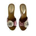 Guess  Malva Y2K Red & White Embroidered Gingham Retro Style Heeled Sandals Sz 8 Photo 1