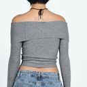 Princess Polly Gray Off the Shoulder Sweater  Photo 4