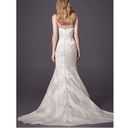 Oleg Cassini  Satin Lace Strapless Wedding Dress Size 4 Photo 3