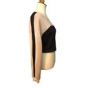 SheIn  black and tan color block fleece cropped long sleeve sweatshirt Photo 1