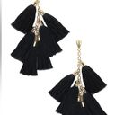 Ettika NWT  daydreamer tassel 18k gold plated earrings in black fabric Photo 1