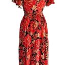 Abel the label  Vivid Dreams Maxi Dress Red Black Floral Size S Photo 5