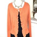 Elle Orange Ruffled Cardigan Sweater Medium Photo 1