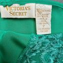 Victoria's Secret Vintage  Emerald Green Satin Slip Dress with Lace Trim Photo 3