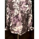 Cooper and Ella  Women's Ruffle Neck Long Sleeve Purple Abstract Blouse S NWT Photo 5