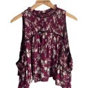 Cinq à Sept Cinq A Sept Soha Floral Silk Cold Shoulder Crop Top In Berry Multi Photo 2