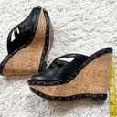 Jessica Simpson  Kayla Platform Wedge Sandals Open Toe Black Leather 9.5 Slip On Photo 2