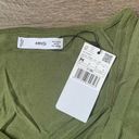 Mango  WOMEN Ruched Short Sleeve Square Neck Cropped Tee - Size M - Green - NWT Photo 6