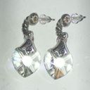 Brighton  Vintage Silver Tone Clear CZ Heart Boho Pierced Earrings Photo 5