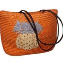 Liz Claiborne Vintage 90s Y2k  Straw Pineapple Tote Bag, Orange Photo 0