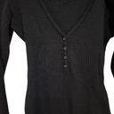 Bardot  Collared Ribbed Long Sleeve Henley Bodysuit Hi-Cut Leg Black Size Medium Photo 4