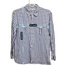 Madewell  Gingham Womens Blue Plaid Button Long Sleeve Shirt Blouse Top Cotton S Photo 4