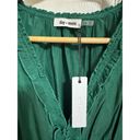 The Moon Day +  emerald green ruffle puff sleeve satin mini dress Small NEW Photo 3