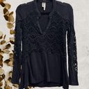 XCVI  Bohemian Black Lace Long Sleeve Top Size XS Photo 0