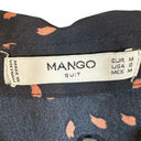 Mango MNG by  Navy Blue & Pink High Low Long Sleeve Button Down Blouse Women Sz 6 Photo 5