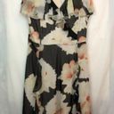 Isaac Mizrahi  Floral Chiffon Ruffle Dress Black Cream Ivory Wedding Party 12 Photo 2