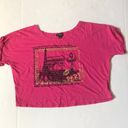 Guess boxy crop top Paris scene pink and black  small Photo 0