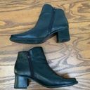 Vintage Y2K 2000 1990s 90s black leather square toe black heel ankle boots 6.5 Photo 5